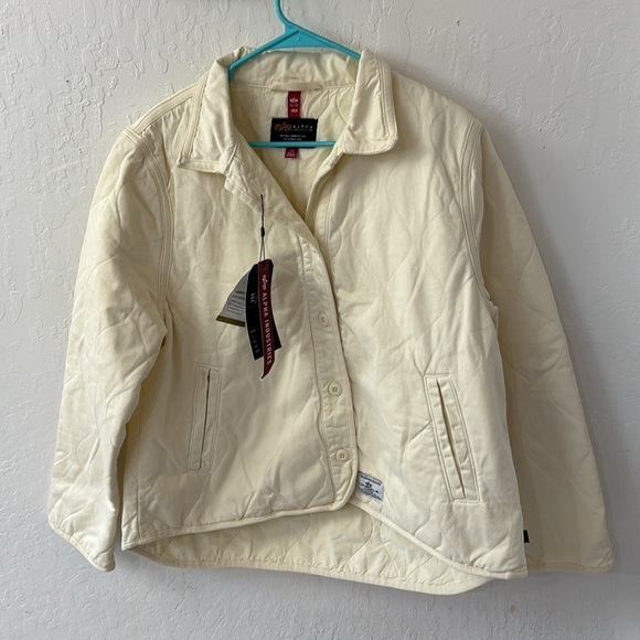 Alpha Industries CREWMAN LINER MOD Women’s Quilted Jacket Cream Large - Picture 5 of 6